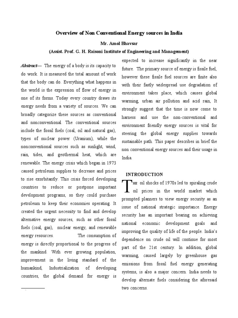 Research papers on non conventional energy sources image