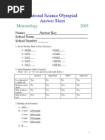 National Science Olympiad Answer Sheet: Meteorology 2005