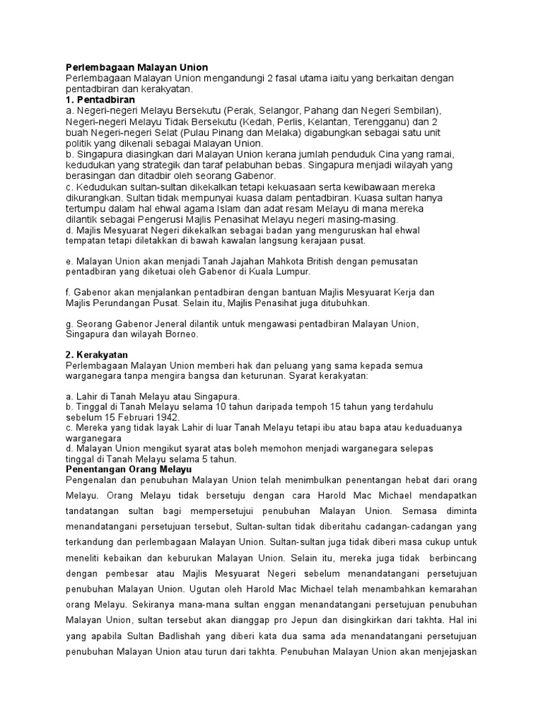 Perlembagaan Malayan Union