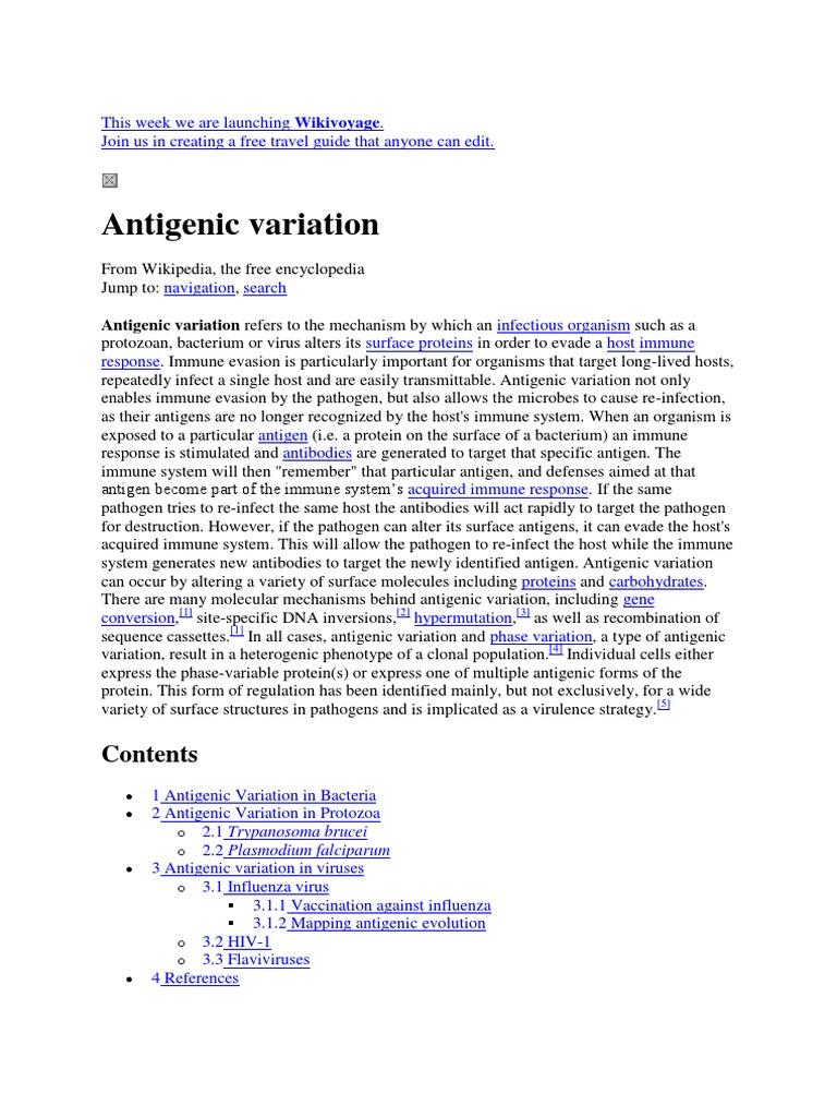 Antigenic Variation Antigenic Variation Refers To The Mechanism by