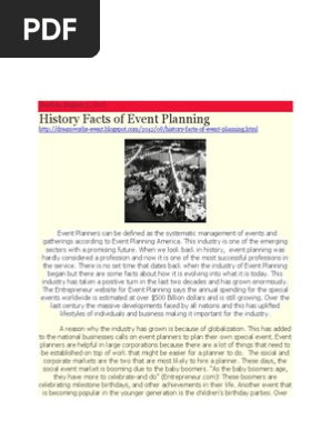 History of Event Planning