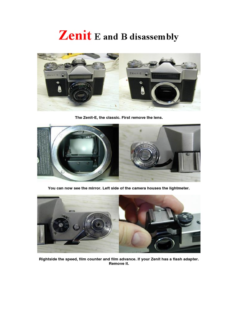 Zenit Ttl Disassembly Zenit 12EA Body Frame Assembly Parts Vintage