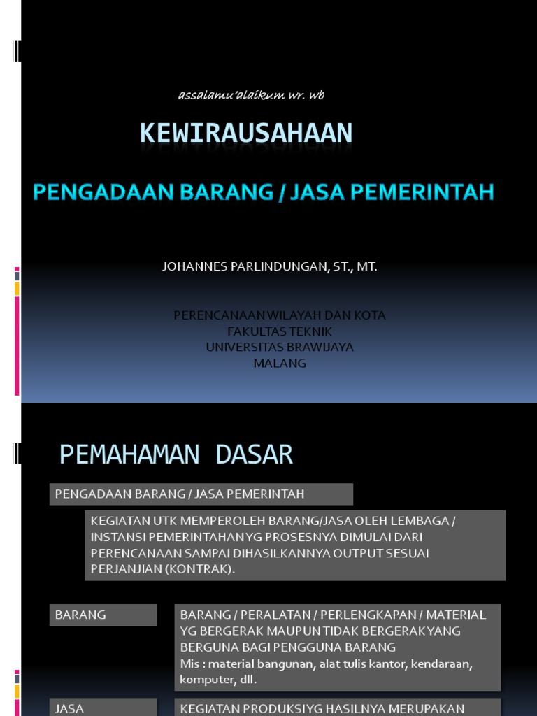 Pelaksanaan Pengadaan Barang Jasa Pemerintah | PDF