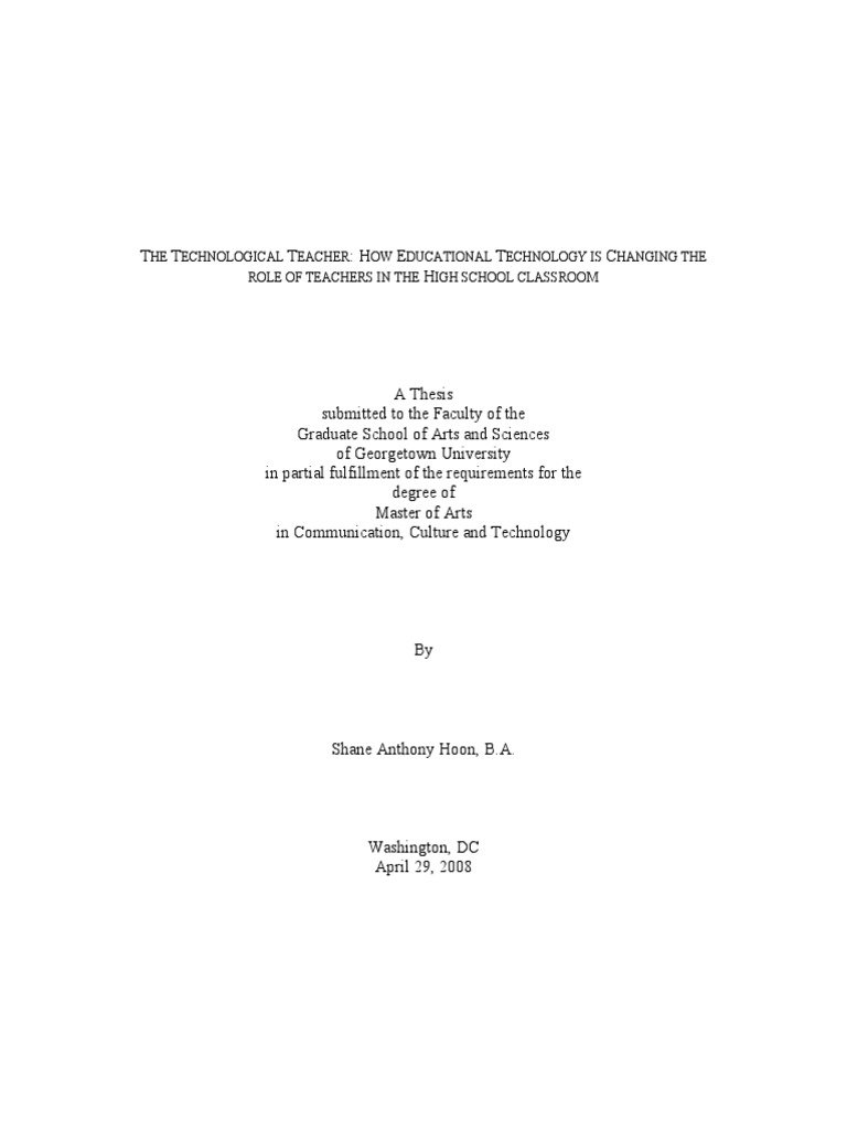 Thesis About Technology | PDF | Educational Technology | Teachers