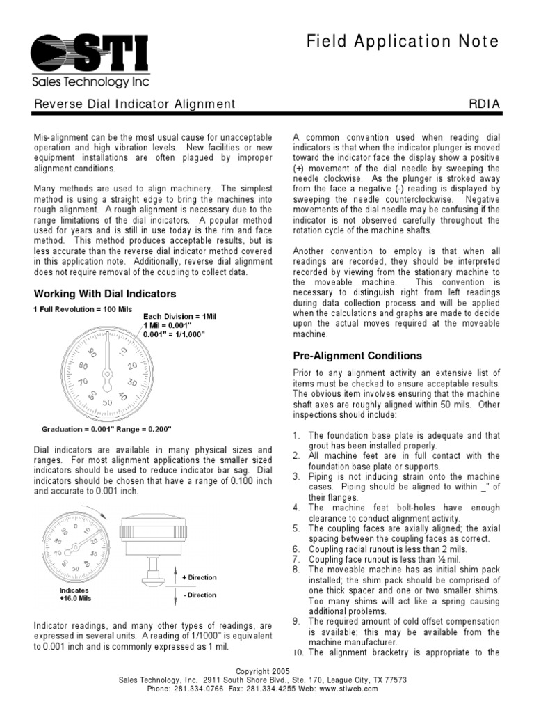 Field Application Note Reverse Dial Indicator Alignment Rdia PDF