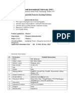 Daffodil International University (DIU) : Application Form For Teaching Positions