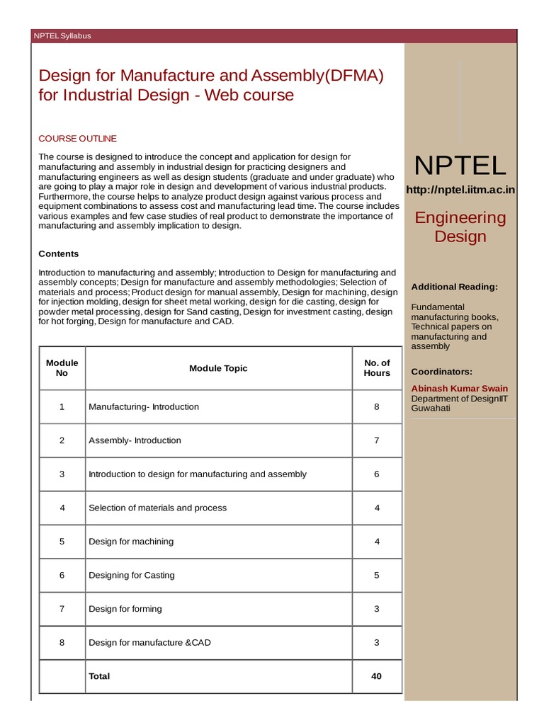 Design For Manufacture and Assembly | PDF | Casting | Computer Aided Design