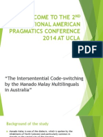 Welcome To The 2 International American Pragmatics Conference 2014 AT UCLA
