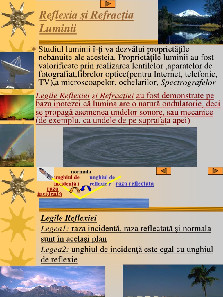 Reflexia Şi Refracţia Luminii | PDF