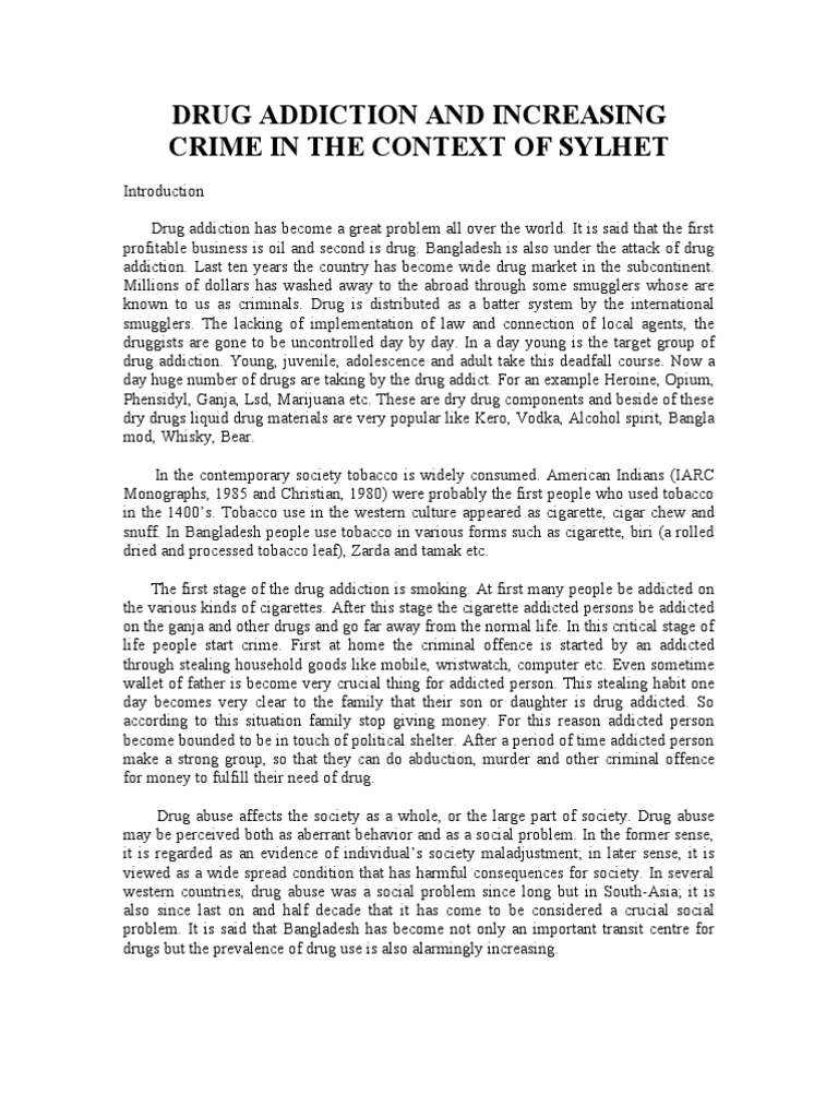 Drug Addiction and Crime in Sylhet | PDF | Substance Abuse ...