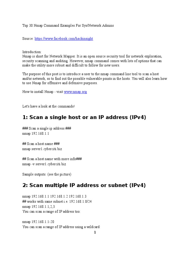 Essential Nmap Command Examples | PDF | Port (Computer Networking ...