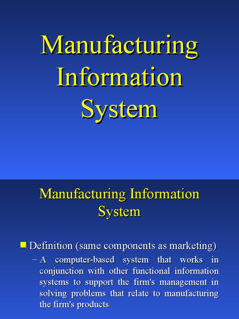 Manufacturing Information System PDF Sales Inventory