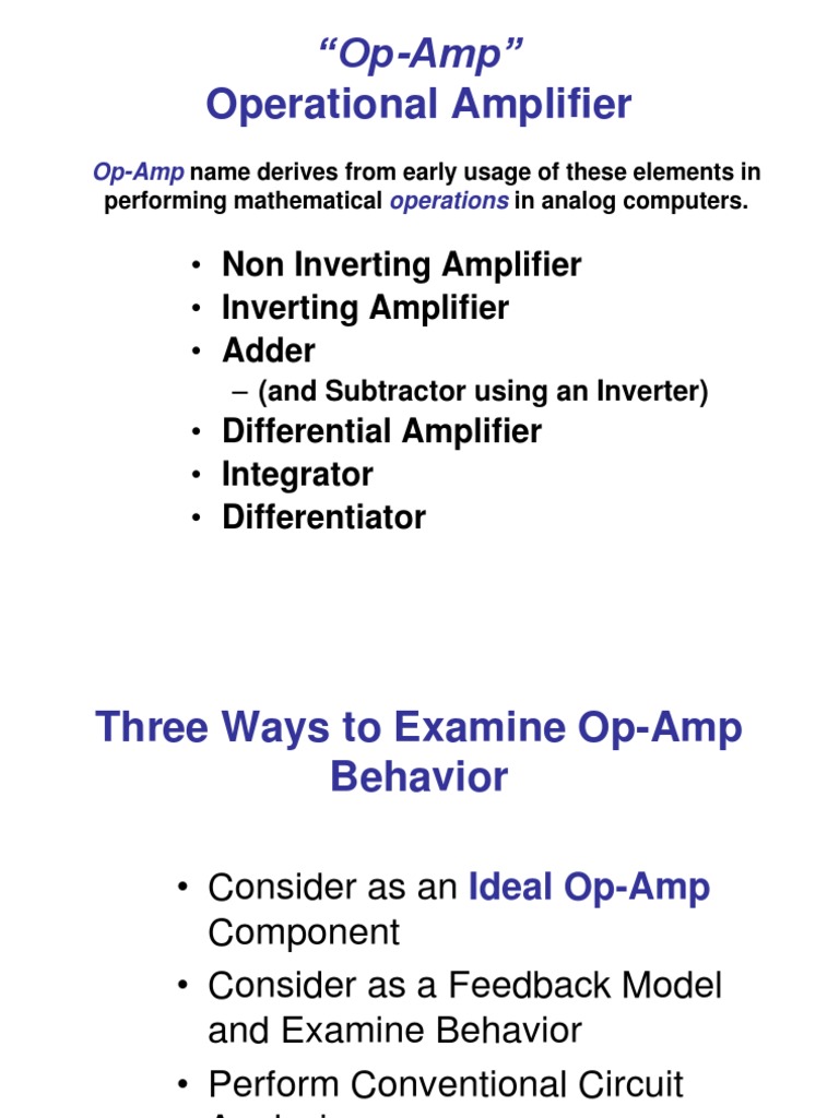 Op-Amp Analysis and Applications | PDF | Operational Amplifier | Amplifier