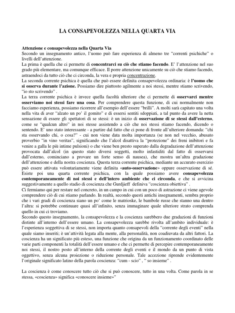 7 Pag Consapevolezza Quarta Via Esercizi Da Fare - 