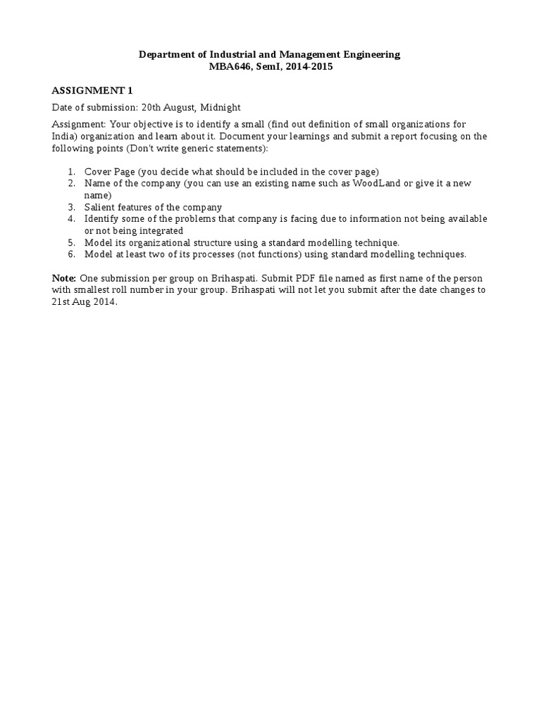 Small Organization Analysis Assignment | PDF