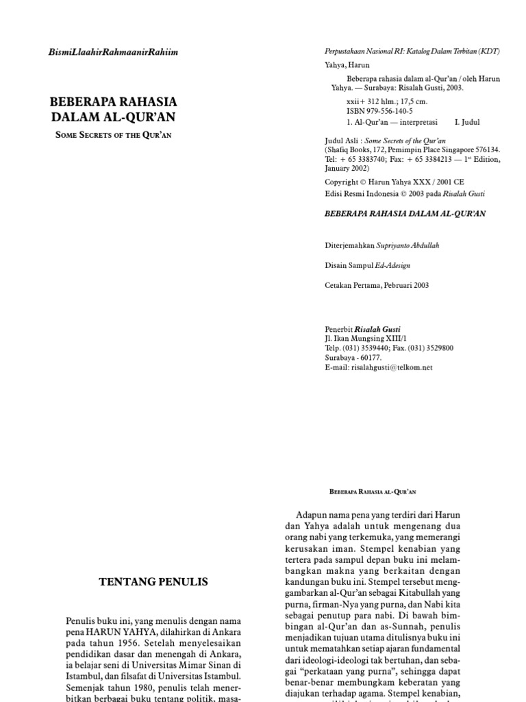 Beberapa Rahasia Dalam Al Quran Harun Yahya