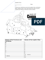 Names of The Provinces and Territories Names of The Capital Cities A