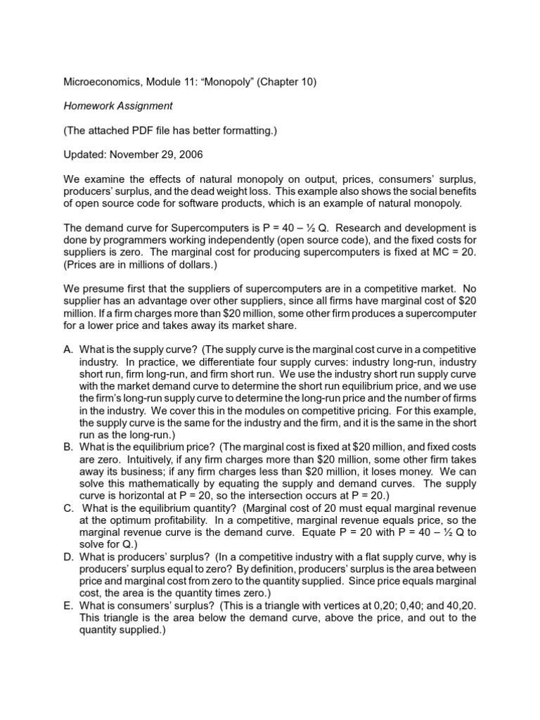 Microeconomics assignment sample picture