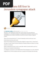 Palestinians Kill Four in Jerusalem Synagogue Attack