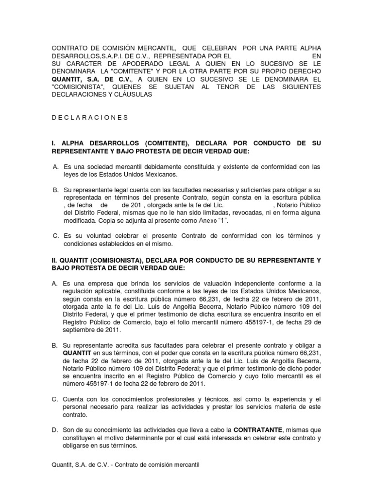 Contrato de Comision Mercantil Mecenazgo Liquidación