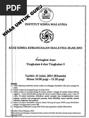 Kuiz Kimia Kebangsaan Malaysia 2010 Jawapan  nerveploaty