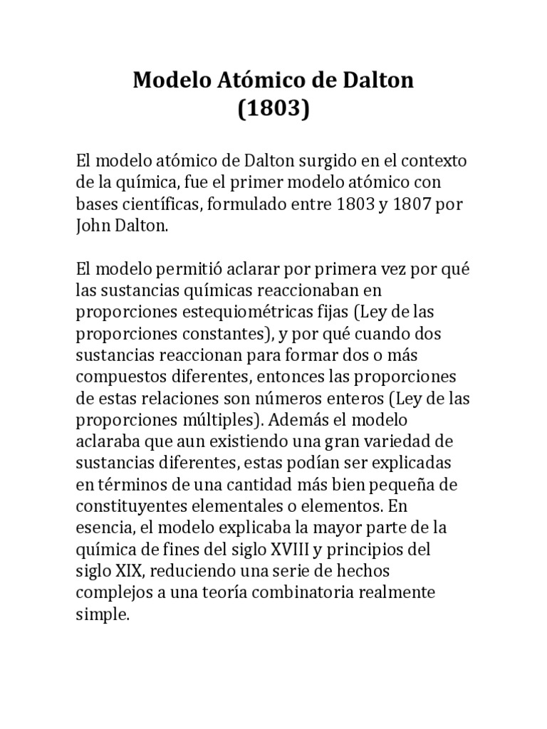 Modelo Atómico de Dalton | PDF | Átomos | Química