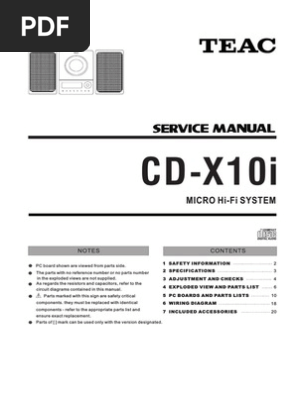 TEAC CD-X10i Micro Hi-Fi System Manual | PDF | Frequency