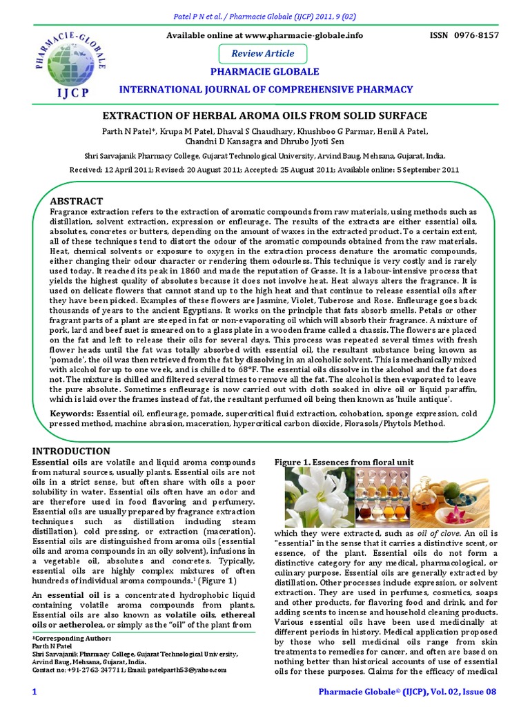 Essential Oil Extraction Techniques PDF Essential Oil Distillation