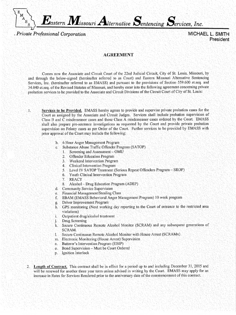 EMASS Agreement With St. Louis City | PDF