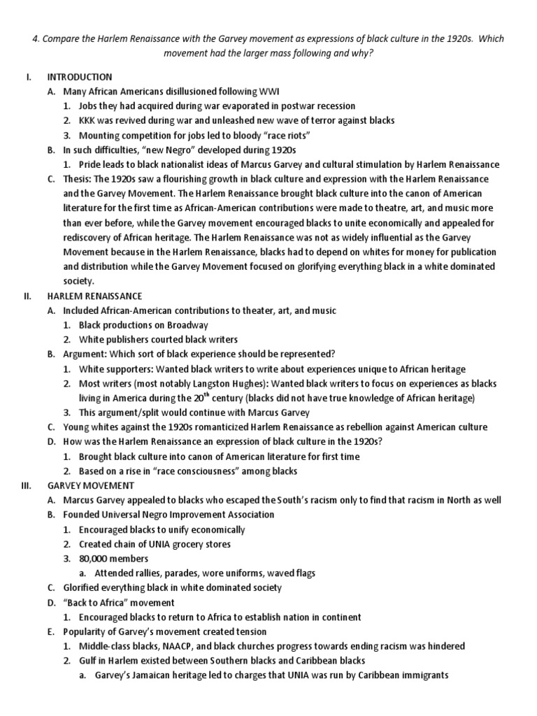 APUSH FRQ Prompt Unit IV Prompt II Download Free PDF Harlem
