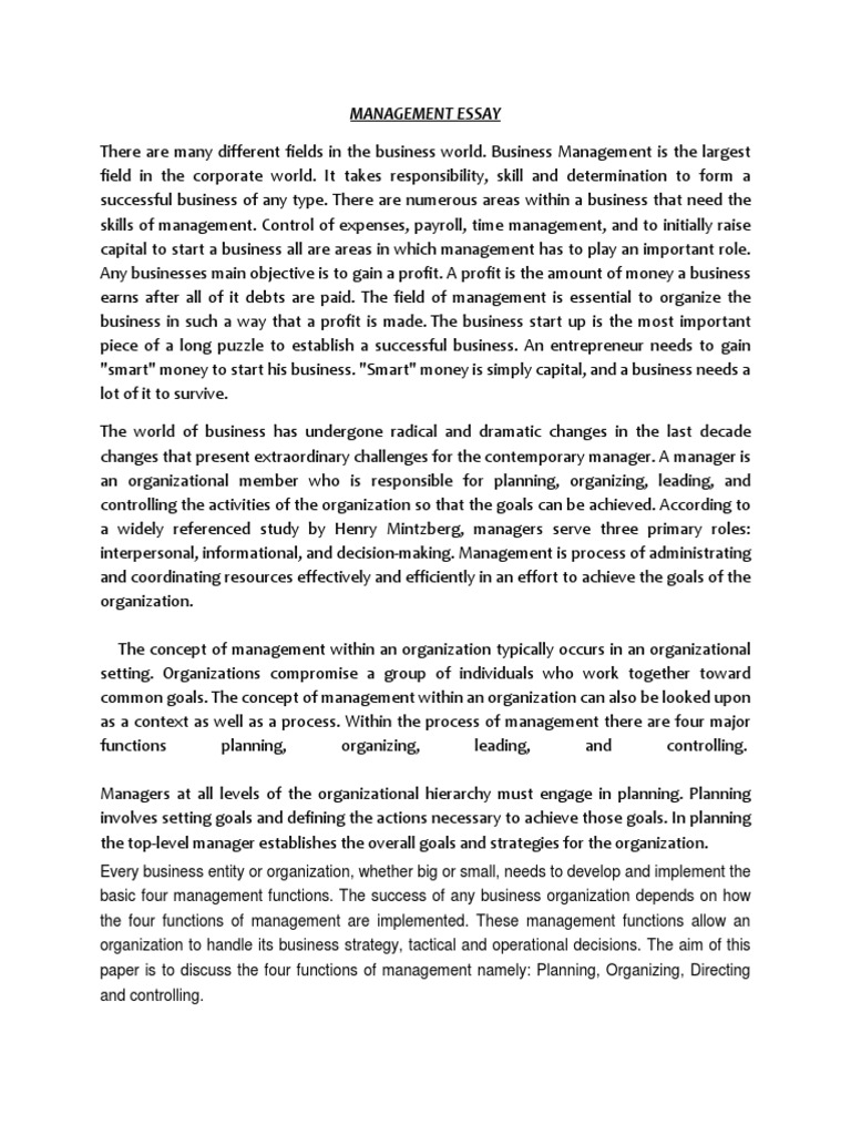 The Four Pillars of Management An Analysis of the Key Functions of