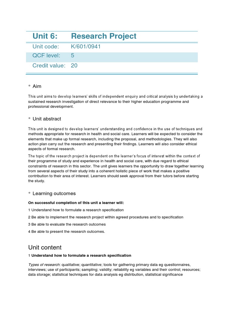 UNIT 6 Research Project | PDF | Data Analysis | Statistics