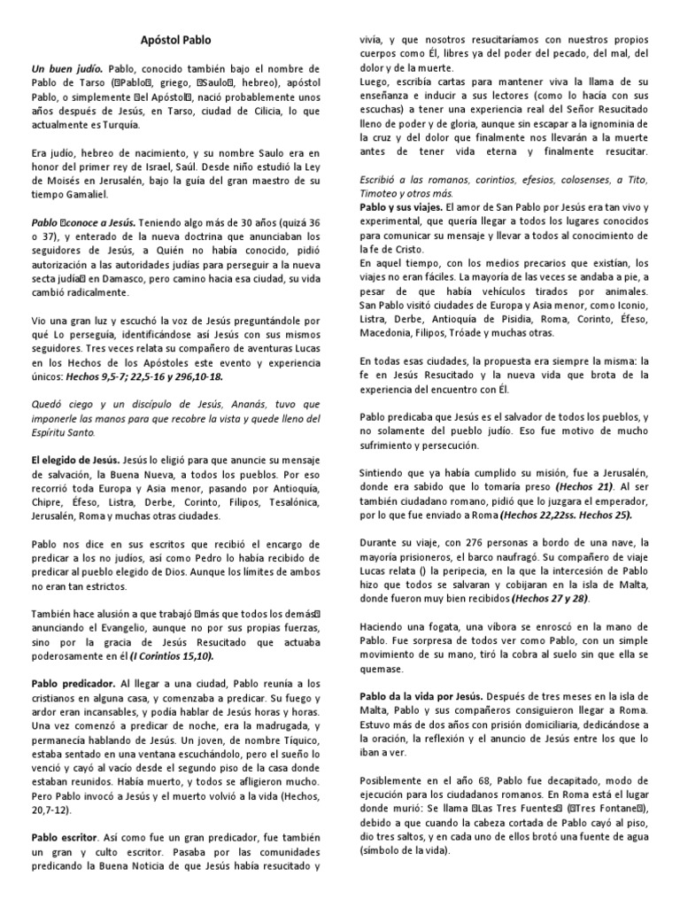 Vida y legado del apóstol Pablo | PDF | Pablo el apóstol | Jesús