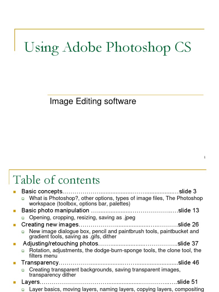 Using Adobe Photoshop CS | PDF | Adobe Photoshop | Media Technology