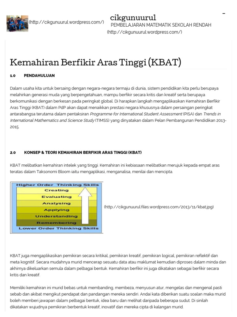 Ciri dan Contoh KBAT dalam Pendidikan | PDF