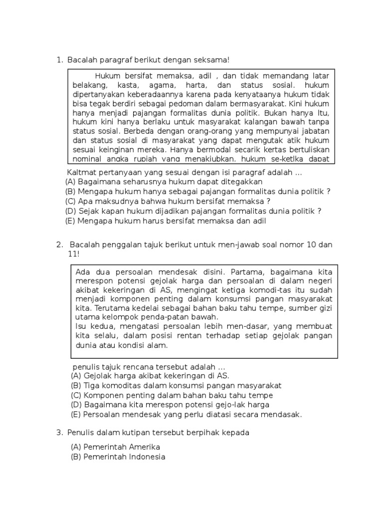 Contoh Soal Tajuk Rencana Dan Jawabannya Contoh Soal Terbaru