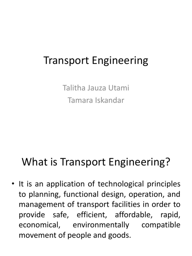 Overview of Transport Engineering | PDF | Science & Mathematics
