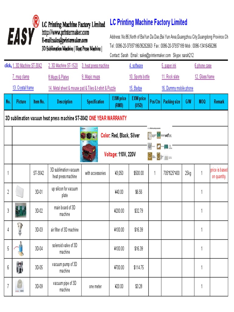 Easy Print SubEASY PRINT SUBLIMATION QUOTATIONlimation Quotation