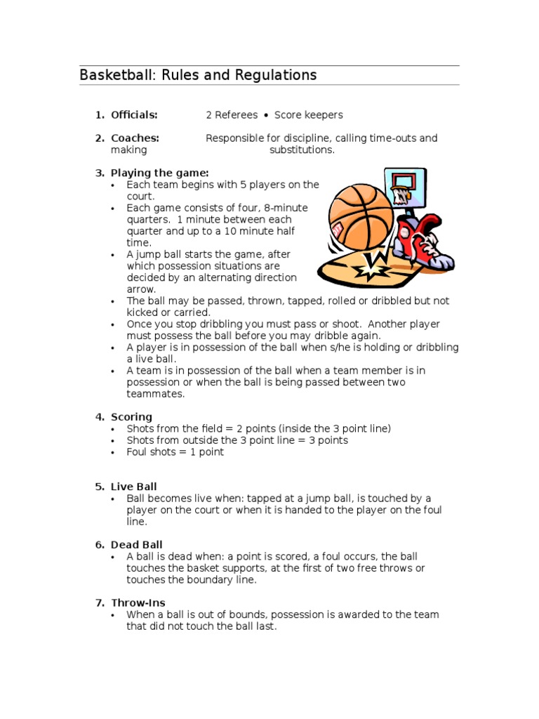 essay about basketball rules