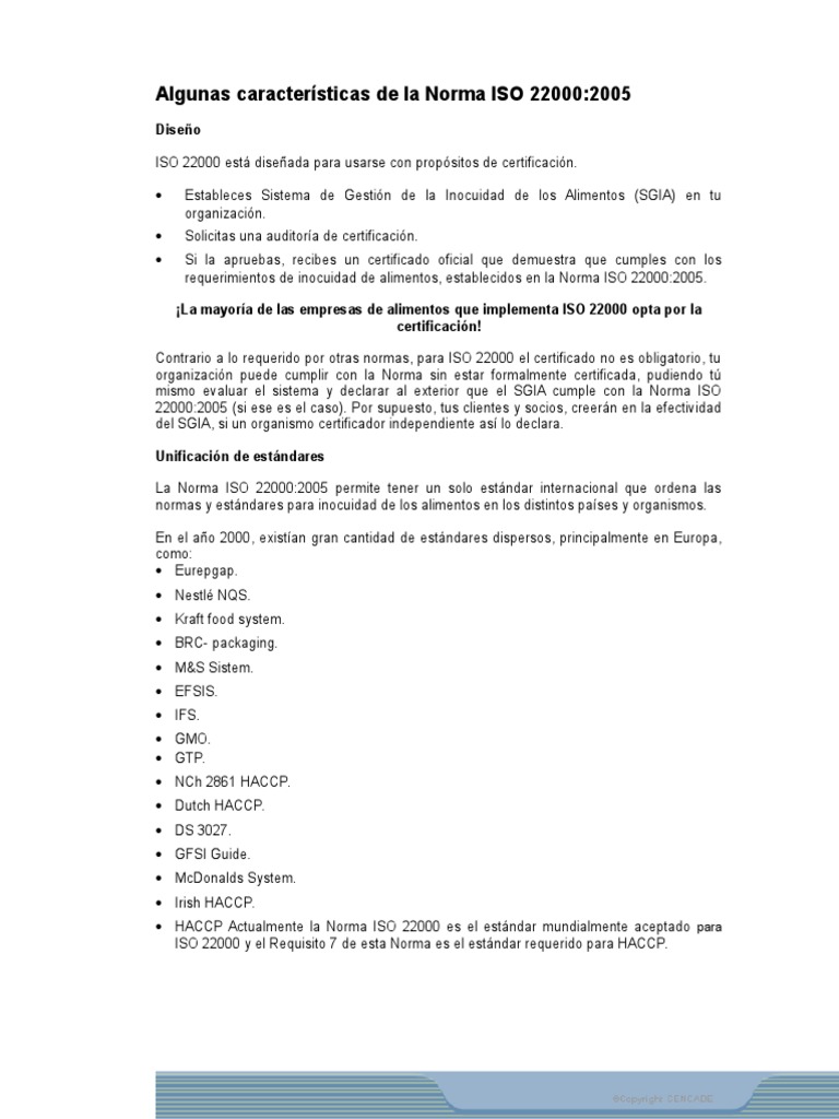 Algunas Características de La Norma ISO 22000: 2005 | PDF | Negocios
