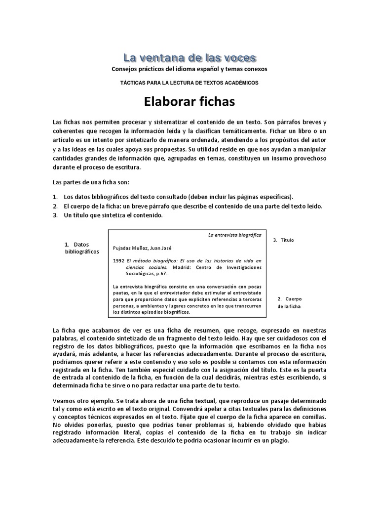 Fichas Bibliograficas Comillas Biografia