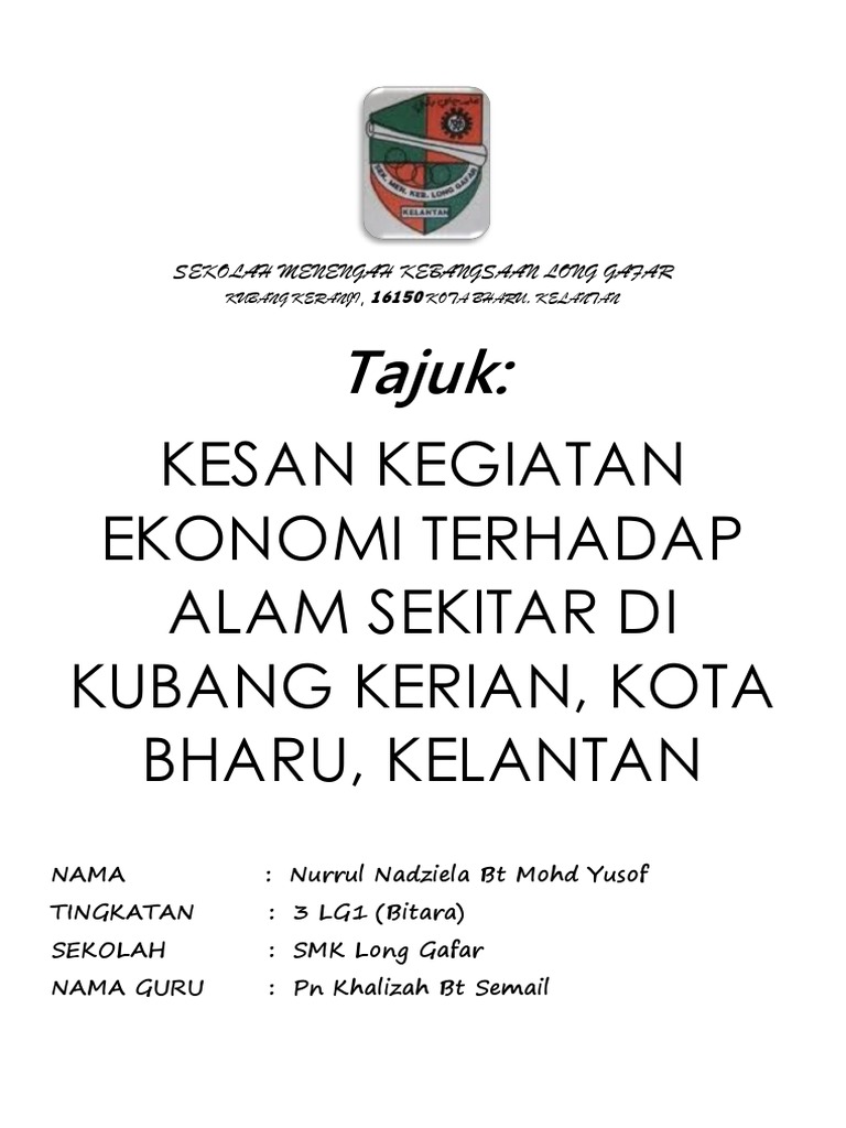 Folio Kesan Kegiatan Ekonomi Terhadap Alam Sekitar