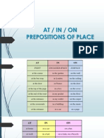 At / in / On Prepositions of Place