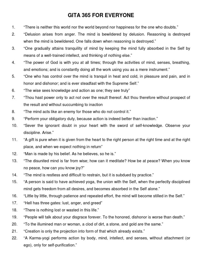 Gita 365 For Everyone | PDF | Self Realization | Yoga