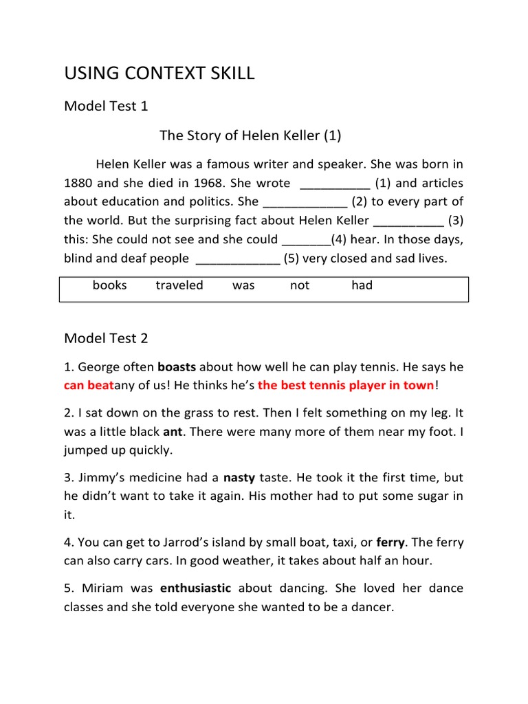 Context Skills Model Test Overview | PDF