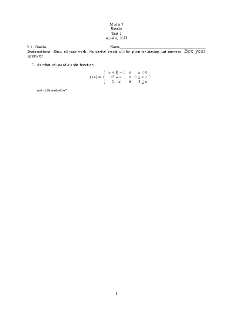 Math Test 2: Problem Solving Guide | PDF | Teaching Methods & Materials