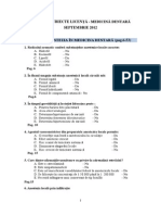 Selectie Subiecte LICENTA SEPT Medicina DentarD 2012