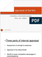 Internal Appraisal of The Firm: Hyderali Chevidikkunnan ROLL NO 100604