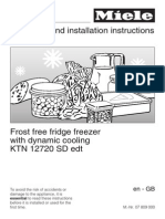 Installation and operating instructions for frost free fridge freezer