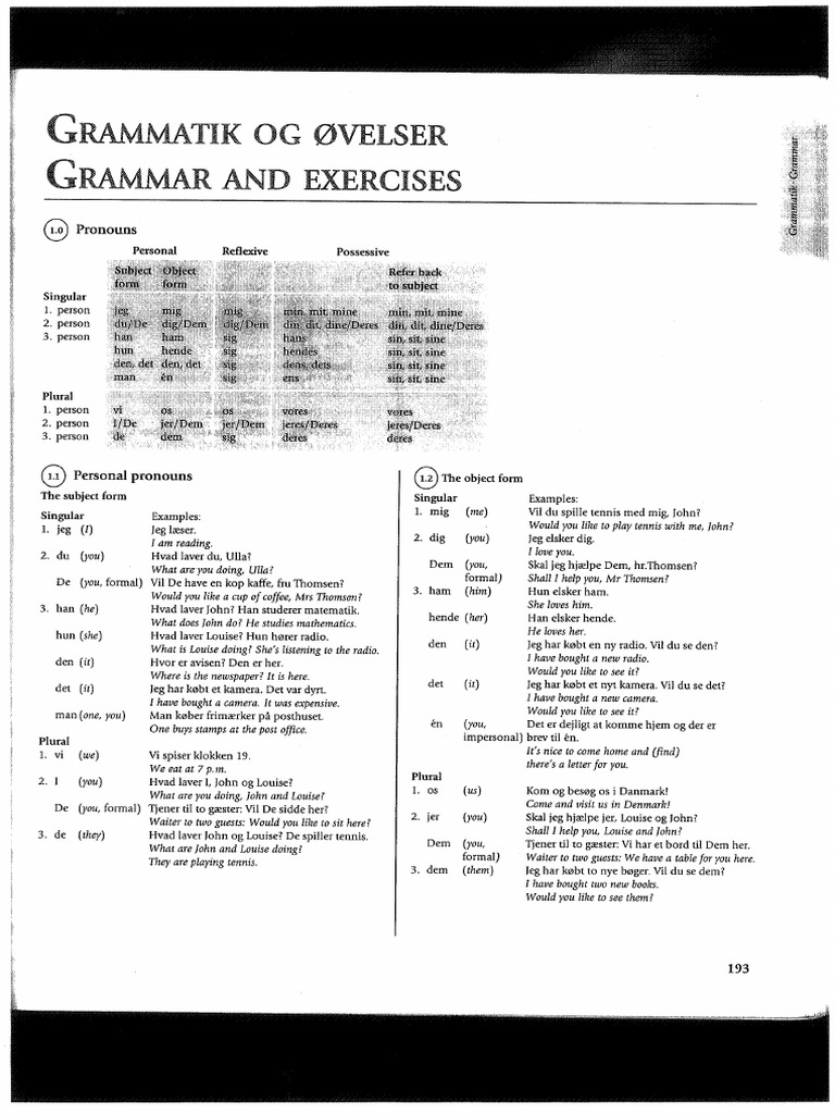 Grammar and Exercises Danish